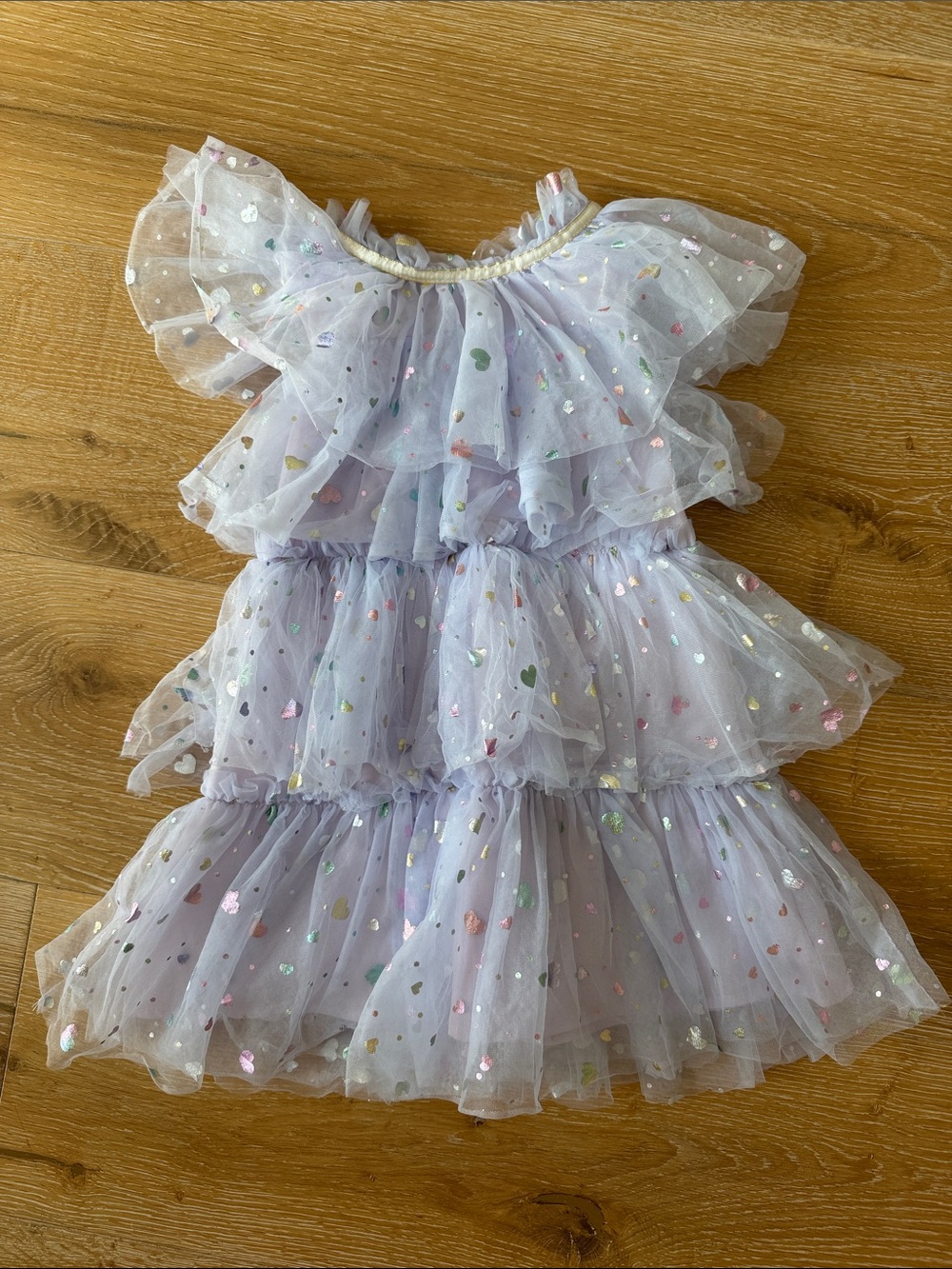 Lola + the Boys Lavender Ruffle Heart Tulle Dress